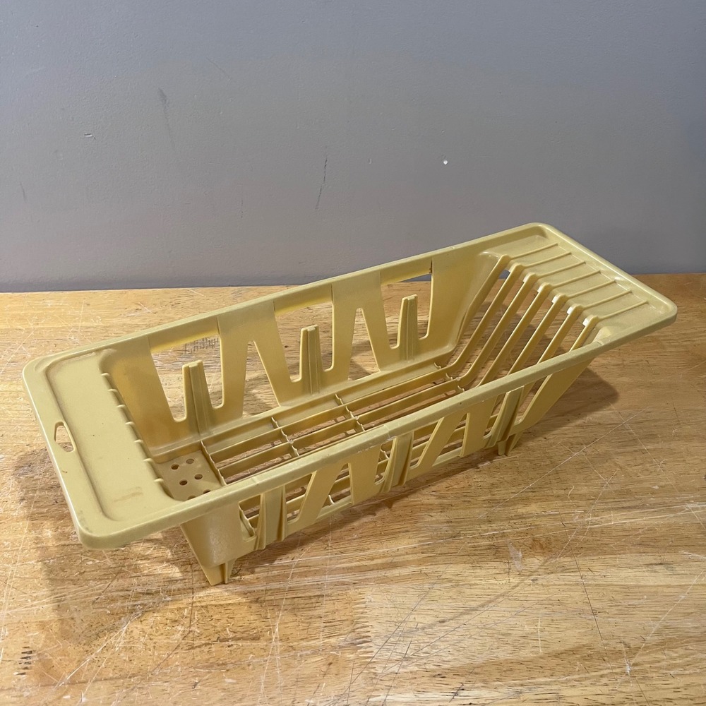 Vtg Rubbermaid 5820 Harvest Gold 1/2 Dish Drainer Basket MCM Yellow 19" 1970 USA